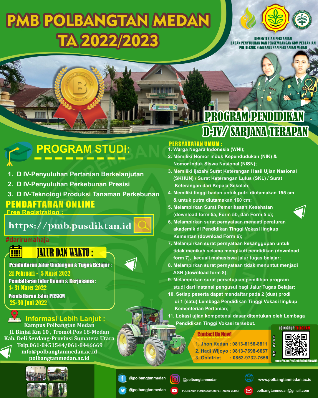 PMB Polbangtan Medan TA 2022/2023
