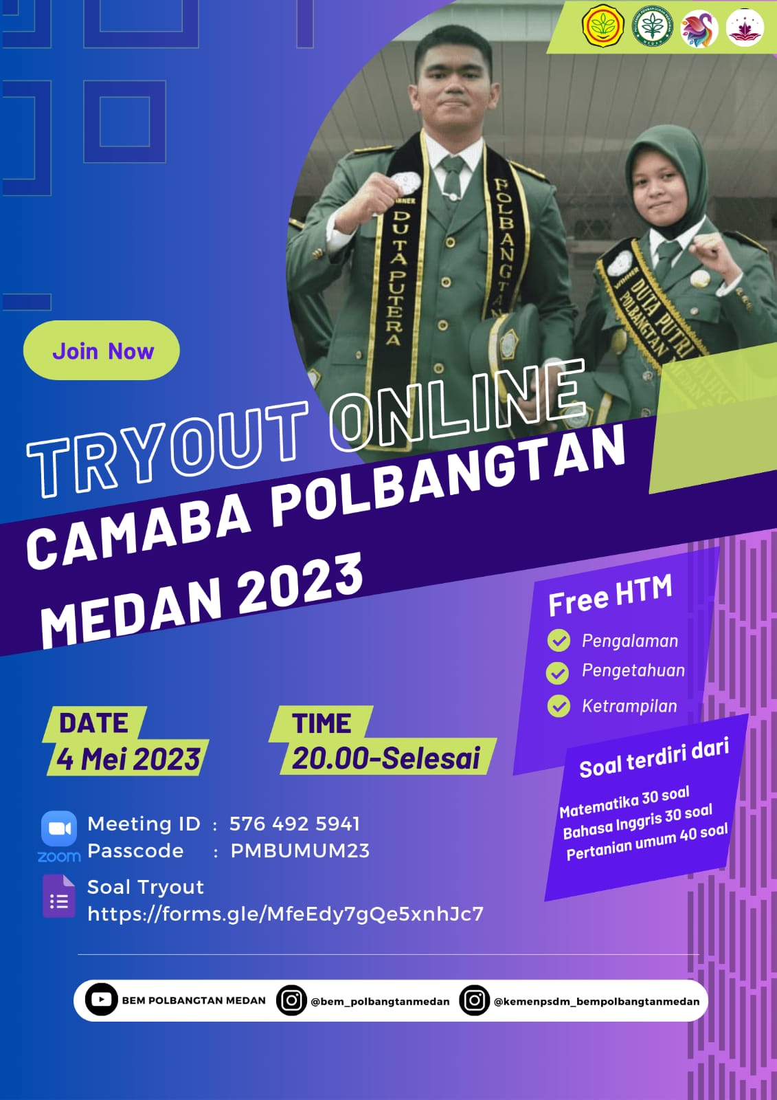 Try Out Camaba Polbangtan Medan 2023