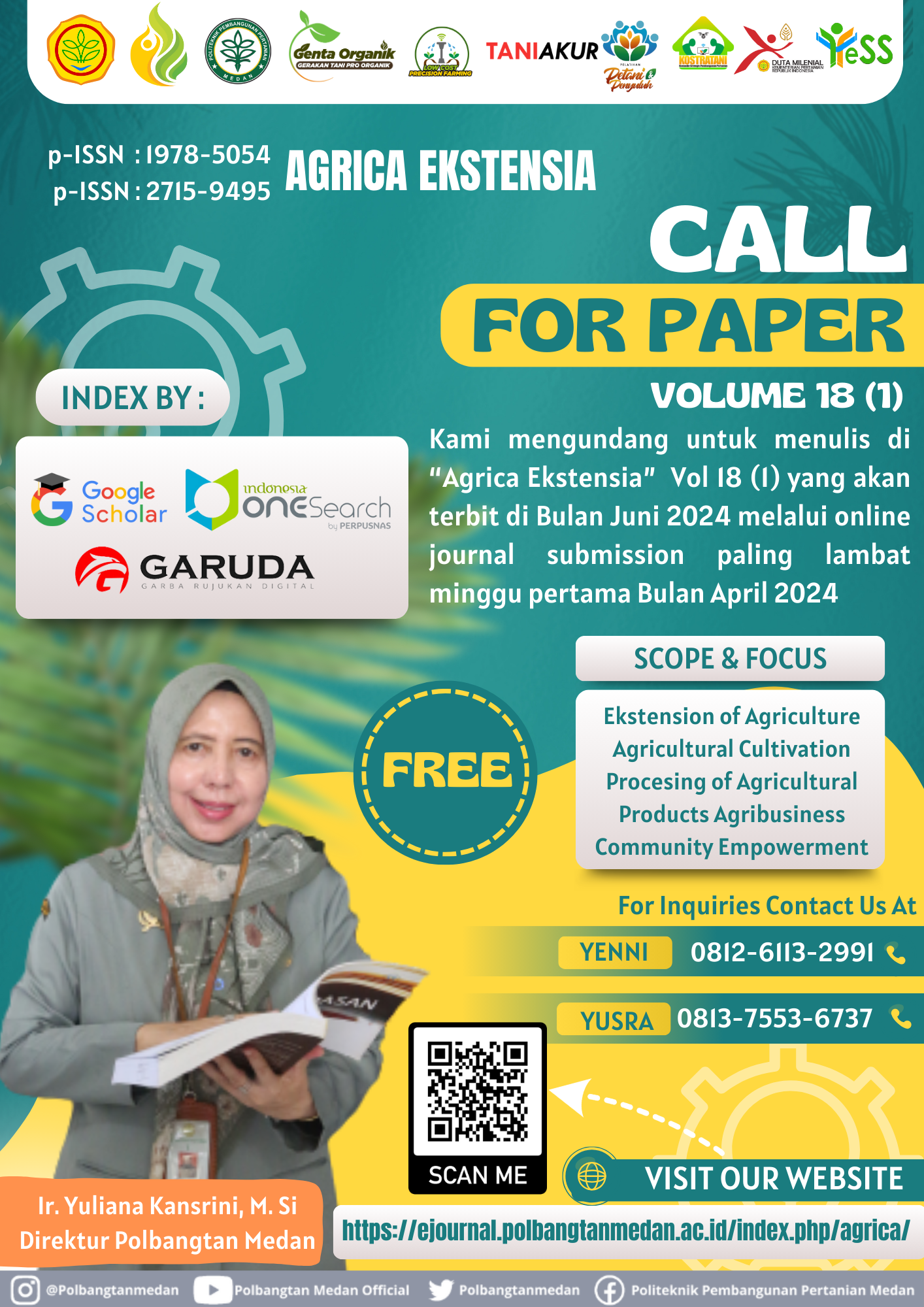  Call For Paper Journal Polbangtan Medan Volume 18 (1)